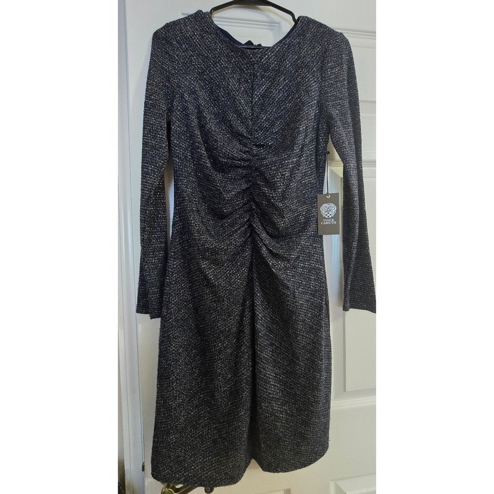 NWT Vince Camuto Metallic Blue Ruched Cocktail Dress - Size 4